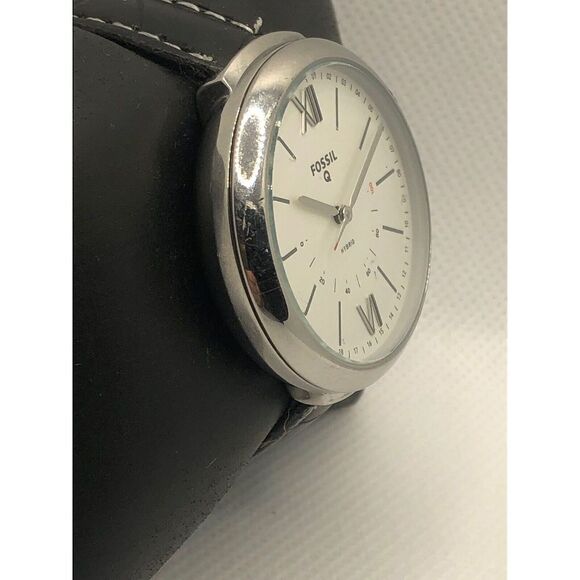 Fossil FTW5021 Women's Black Leather Analog Silver Dial Hybrid Smart Watch HO380 - Picture 3 of 9